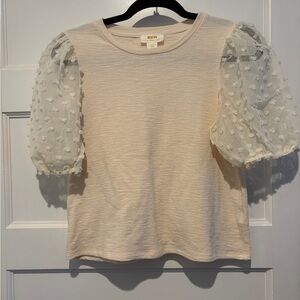 Anthropologie x Maeve Ivory Puff Sleeve Blouse